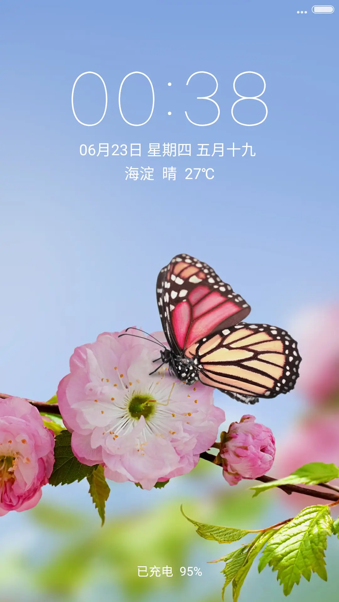 桃花上的蝴蝶 唯美清新